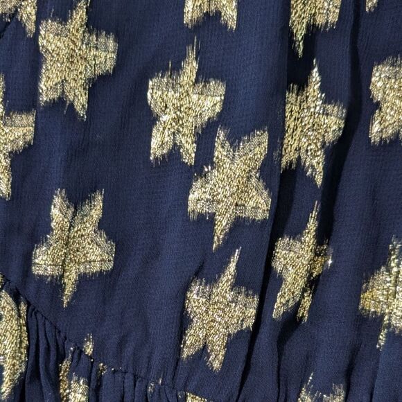 Ciebon Sallie Metallic Star Print Sz L Long Sleeve Minidress in Navy & Gold - Picture 8 of 10
